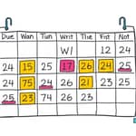 Use calendários para marcar datas de vencimento importantes